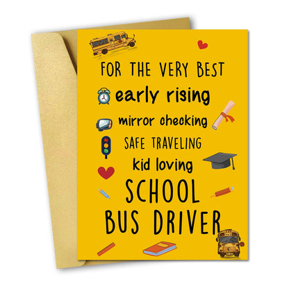 Unique School Bus Driver Thank You Card,Large Bus Driver Appreciation Cards,Thank You Card Gifts for School Bus Driver Retirement Gifts,Funny Thank You School Bus Driver Gifts