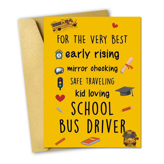 Unique School Bus Driver Thank You Card,Large Bus Driver Appreciation Cards,Thank You Card Gifts for School Bus Driver Retirement Gifts,Funny Thank You School Bus Driver Gifts