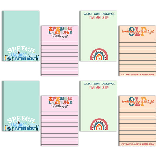Thenshop 8 Pcs 320 Sheets SLP Sticky Notes 3.9 x 5.5 Inches Speech Language Pathologist Cute Motivational SLP Sticky Notes Appreciation Gifts for Speech Language Pathologist Coworkers Office Supplies