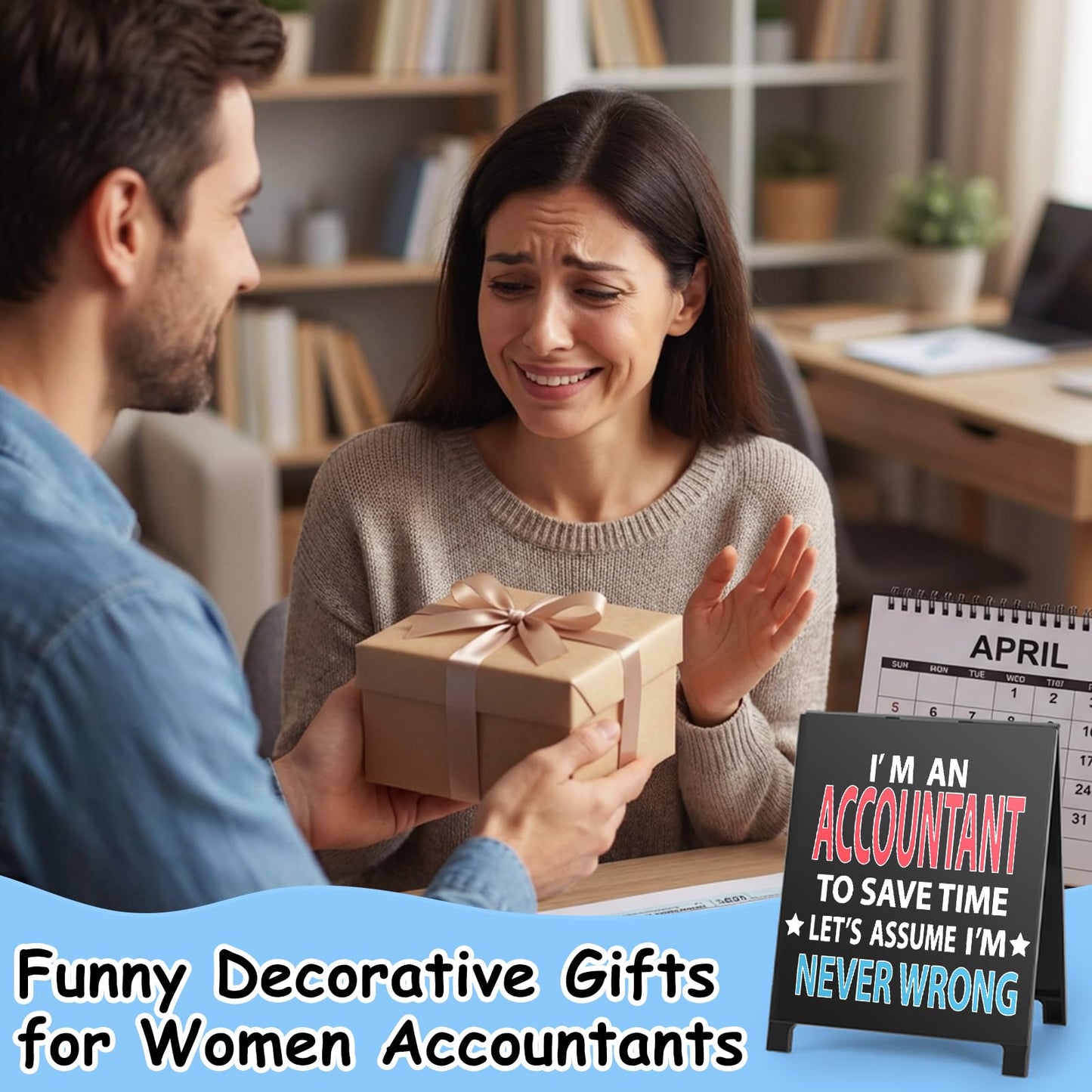 I'm An Accountant to Save Time Never Wrong Funny Acrylic Desk Sign Board Style Office Table Decor Gift for Accountant Coworkers Friends Home Workspace Cubicle Tabletop Desk Decoration for Tax Season