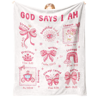 Baptism Gifts for Girl Christening, Christian Gifts for Girls, Flannel Soft Girl Blanket Decor, Christian Gift for Women on Birthday Christmas, Bible Verse Scripture Prayer Blanket - 50" x 60"