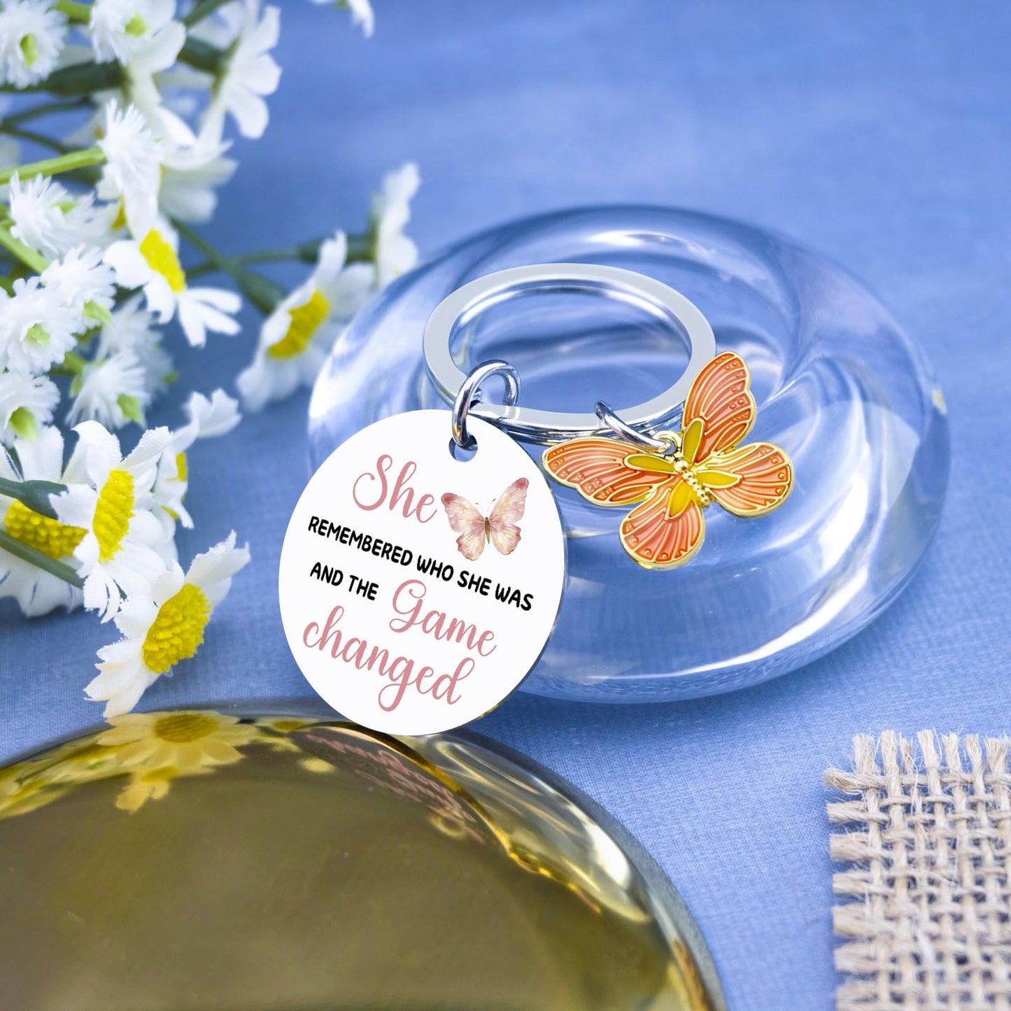 Breakup Gifts for Women Adults Divorce Gift for Her Cheer Up Inspirational Uplifting Positive Feel Better Gift Pink Butterfly Decor New Begging Apreciation Gift Keychains for Women Bag Cham