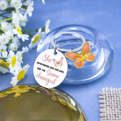Breakup Gifts for Women Adults Divorce Gift for Her Cheer Up Inspirational Uplifting Positive Feel Better Gift Pink Butterfly Decor New Begging Apreciation Gift Keychains for Women Bag Cham