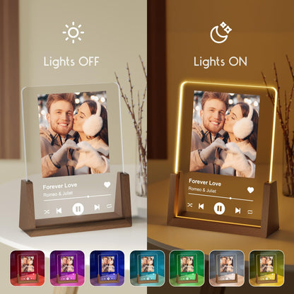 LUCKOR Valentines Day Personalized Spotify Plaque Gifts for Her Him Girlfriend Boyfriend, Custom Picture Frame for Women Men, Customized Photo Gifts for Couple Wife Husband on Anniversary Birthday