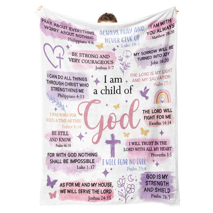 Baptism Gifts for Girl, I Am a Child of God Blanket, Teen Girl Gifts Trendy Stuff, Christian Birthday Gifts for Teen Girls, Women Confirmation & First Communion Gifts for Girls(50 * 60)