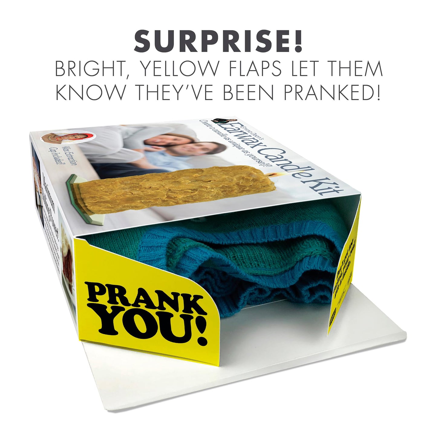 Prank-O Earwax Candle Kit Prank Gift Box – Funny Empty Gag Gift Packaging for White Elephant, Christmas & Office Parties, Gross Joke Gift Box to Hide Real Presents for Friends & Coworkers