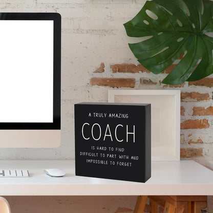 Coach Gifts Wooden Box Sign, Coach Going Away Gift for Men Women, Appreciation Gifts for Best Coach Baseball Gymnastics Track Softball Desk Table Decor, Appreciation Gift Thank You Gifts