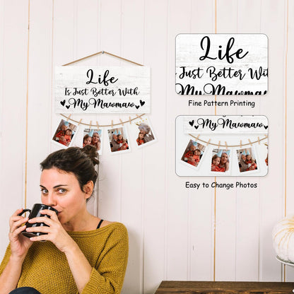 Mawmaw Gifts Picture Frame Photo Holder for Wall, Birthday Gifts for Mamew Grandma, Thank You Grandmother Memaw Gift from Grandchildren Grandkids Hanging Photo Display