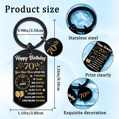 70th Birthday Gifts For Men Dad Papa Grandpa Cool Gifts For 70 Year Old Man Happy Birthday Keychain For Men Friend Bff Old Man Gift Ideas Meaningful Gift For Him