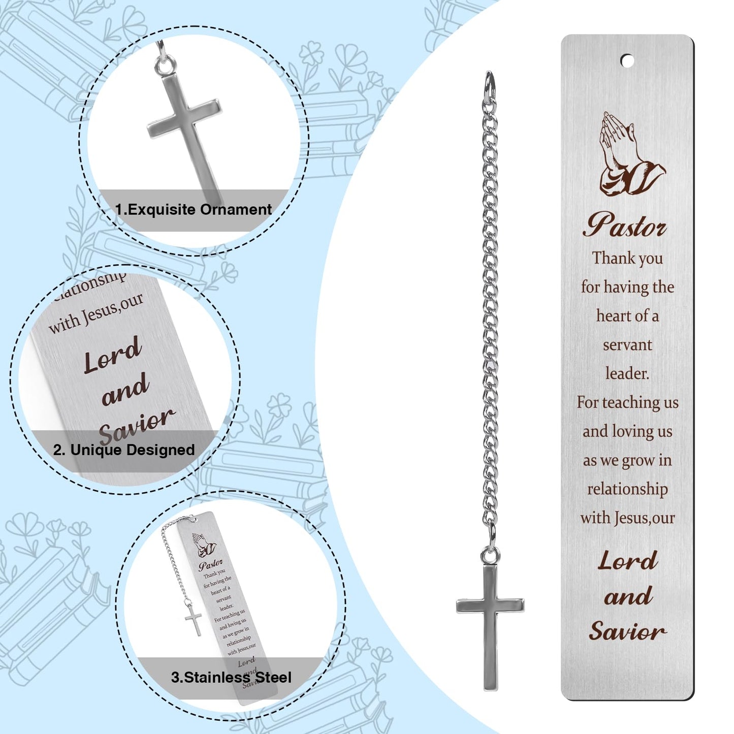 Metal Bookmarks - Pastor Appreciation Gifts for Men & Women - Religious Christian Gifts for Birthday, Thanksgiving & Christmas