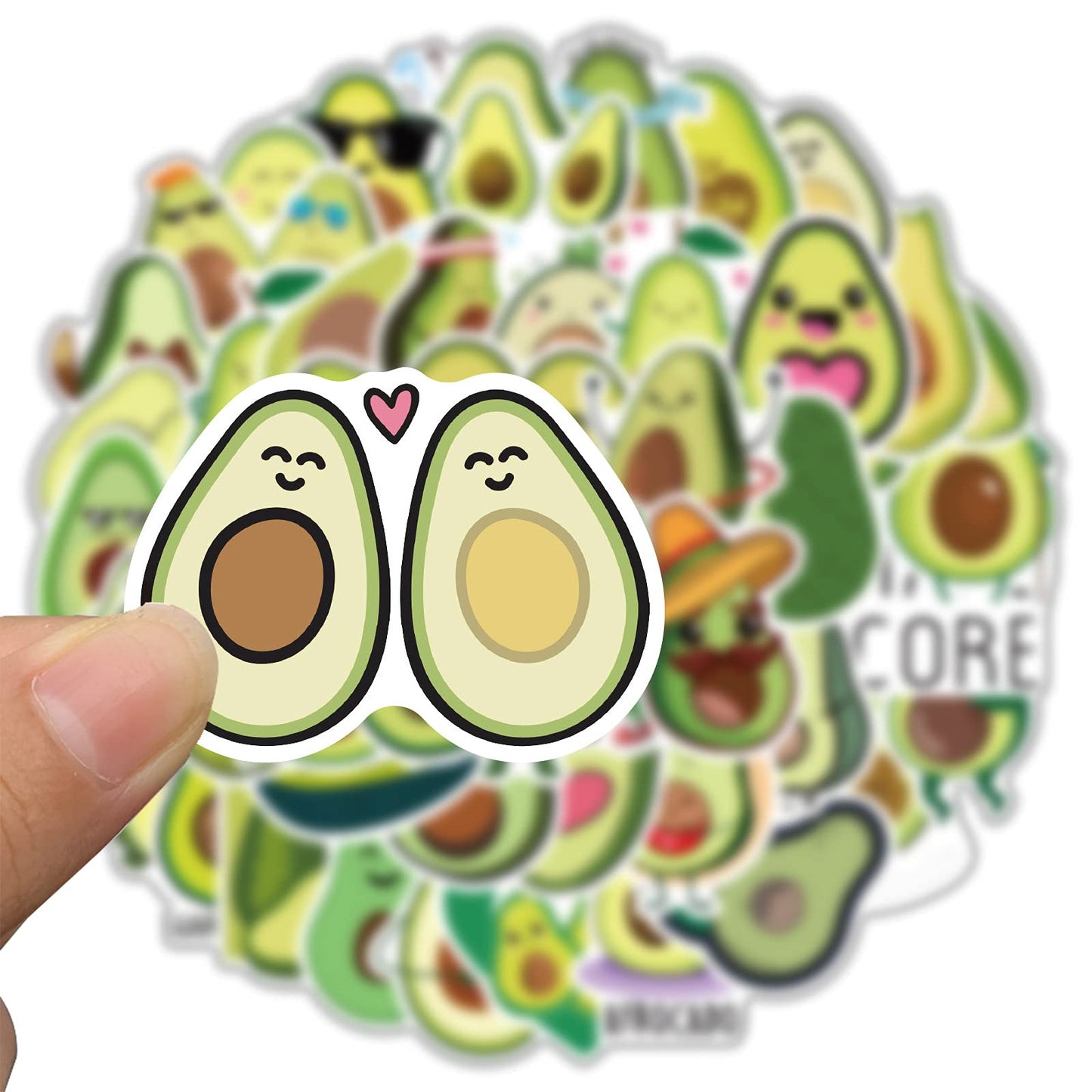Cute Avocado Stickers for Kids, 50Pcs Kawaii Cartoon Avocado Vinyl Wateproof Stickers for Water Bottles Laptop Scrapbook, Funny Fruit Sticker for Girls Teens Students, Paty Decals