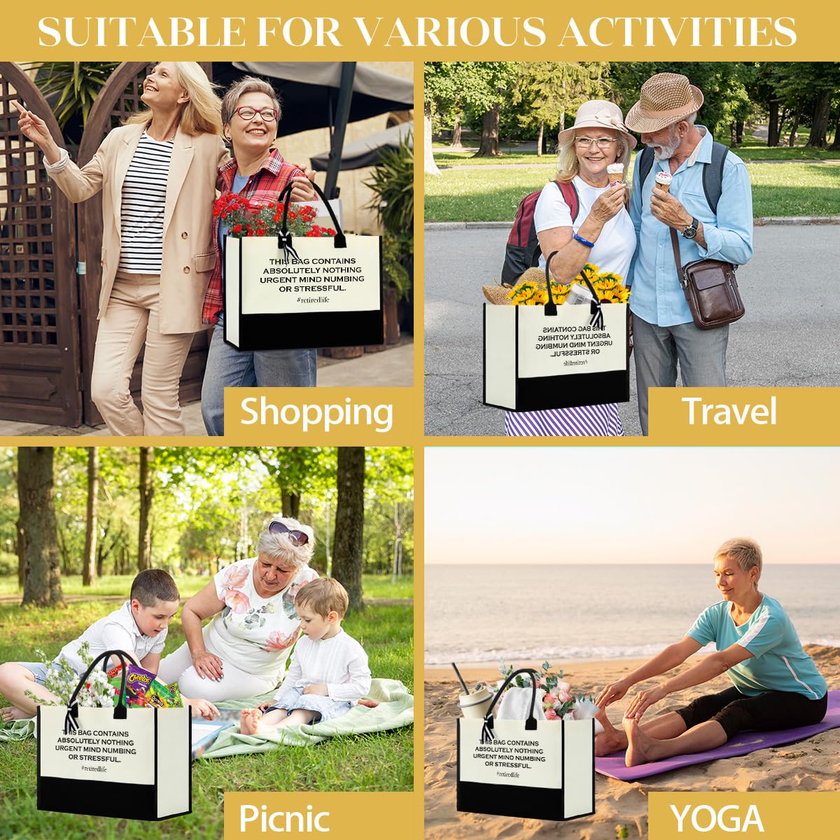 FORBIDDEN PAPER Retirement Gifts for Women Retirement Decorations Travel Gift Lake House Gifts BeachTote Bag
