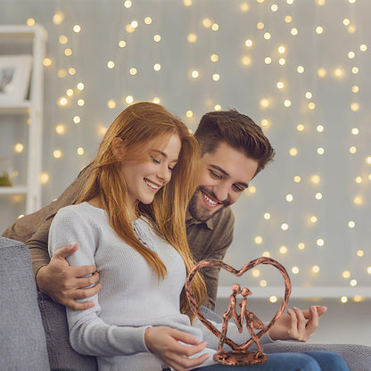 Anniversary Wedding Gift for Her Wife Husband Couple，Antique Bronze Metal Couple Figurine Heart Sculpture Love Statue,Romantic 1st to 60th Anniversary,Includes Gift Box and Gift Card,Valentines Gifts