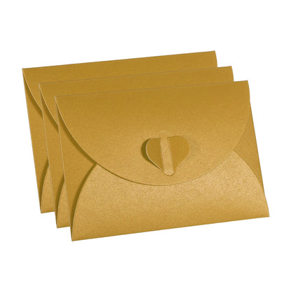 PATIKIL Gift Card Envelopes, 12 Pack Heart Shaped Clasp Small Gift Cards Holder Mini Envelope for Birthdays Weddings, Gold
