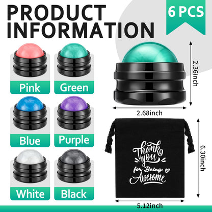 6 Pcs Employee Appreciation Massage Gifts Nurses Teacher Week Gifts Massage Roller Ball Drawstring Cotton Bag Handheld Therapy Relax Tool Sore Muscles Joint Pain Relief Relaxing Full Body