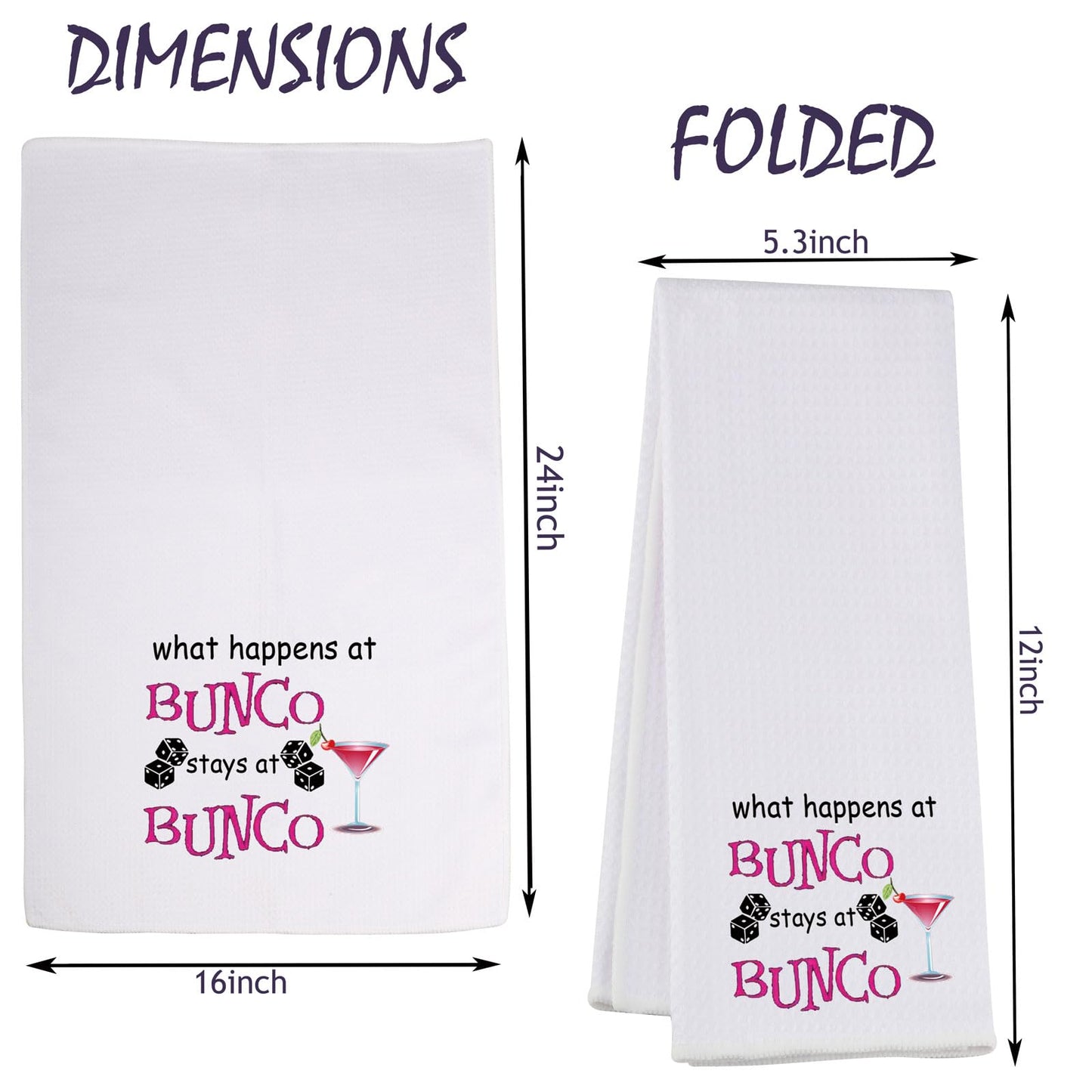 VAMSII Bunco Game Bunco Kitchen Towel Gift for Bunco Player What Happens at Bunco Stays at Bunco Dice (Bunco Bunco Towel)