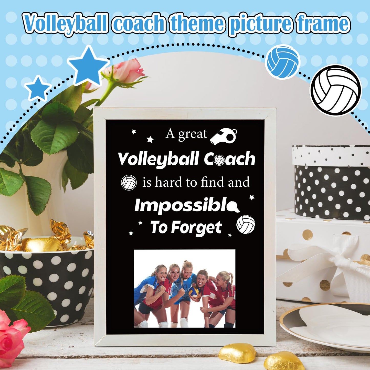 Vercraft Volleyball Coach Gift Volleyball Coach Photo Frame for Women Men Birthday Graduation Retirement Thank You Gift 4 x 6