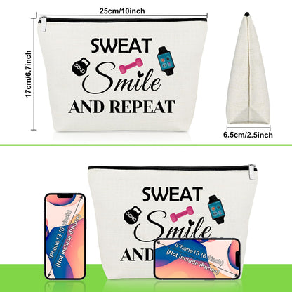 Workout Gifts Fitness Lovers Makeup Bag Gym Gifts for Women Fitness Bodybuilding Cosmetic Bag Exercise Present for Women Friend Trainer Christmas Birthday Present Dumbbell Pendant Travel Pouch