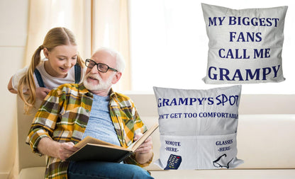 Gifts for Grampy Grandpa Gifts, 2-Pocket 2-Sided Grampy Pillow Covers 18x18 Inch, Father’s Day Birthday Christmas Stocking Stuffers Thanksgiving Day Gifts