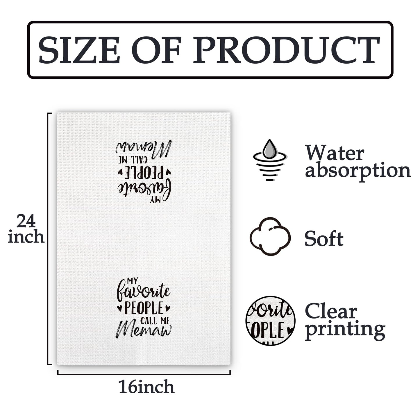 Memaw Gifts Kitchen Towels, Gifts for Memaws Grandma Dish Towels, Memaws Grandma Gifts from Grandkids, My Favorite People Call Me Memaw Decorative Hand Towel for Kitchen Bathroom(16x24 Inch)