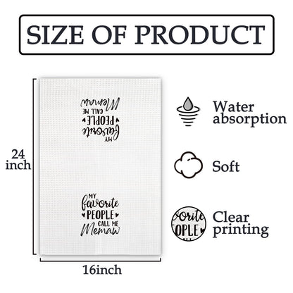 Memaw Gifts Kitchen Towels, Gifts for Memaws Grandma Dish Towels, Memaws Grandma Gifts from Grandkids, My Favorite People Call Me Memaw Decorative Hand Towel for Kitchen Bathroom(16x24 Inch)