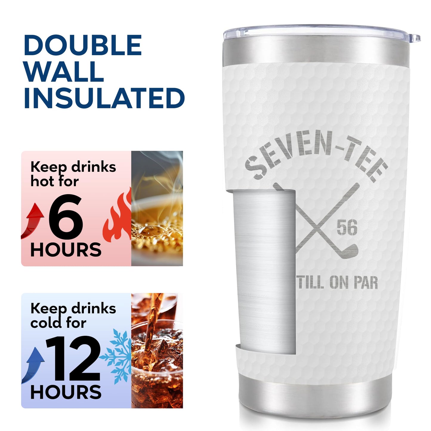 Golf Birthday Gifts for Men - Seven-Tee and Still on Par 70th Birthday Tumbler, Gift for 70 Year Old Man, 70th Bday Golf Gifts, Father Day, Christmas Gift for 70 Year Old Man, Dad, Grandpa
