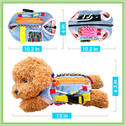 Fidget Sensory Dog Blanket for Elderly | Premium Dementia Activities for Seniors Items | Engaging Sensory Items (pup) for Adults | Gift and Activities for Seniors with Alzheimer