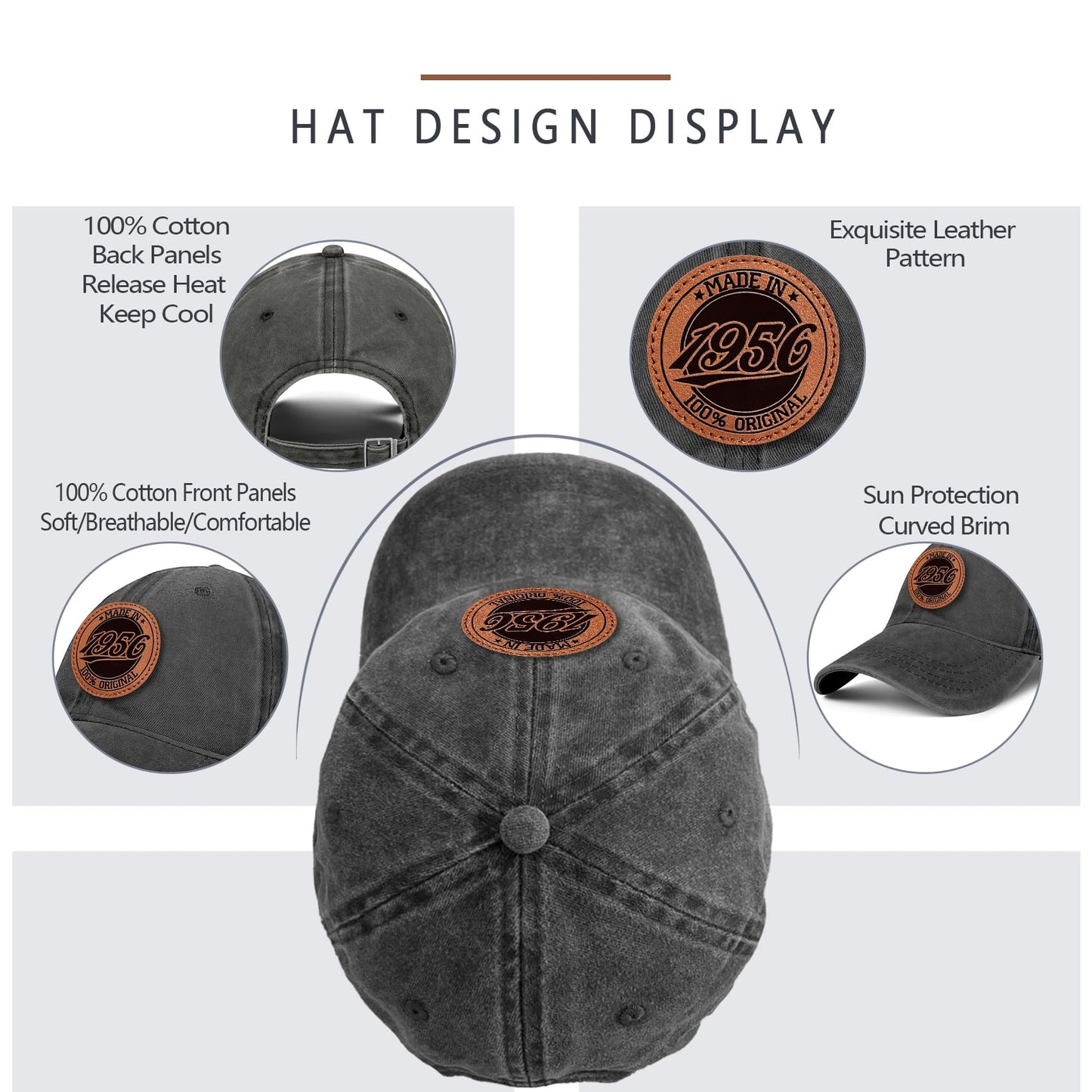 70th Birthday Gifts for Men 70th Birthday Decorations Men 70 Year Old Gifts Ideas Man 100% Cotton 1956 Hat