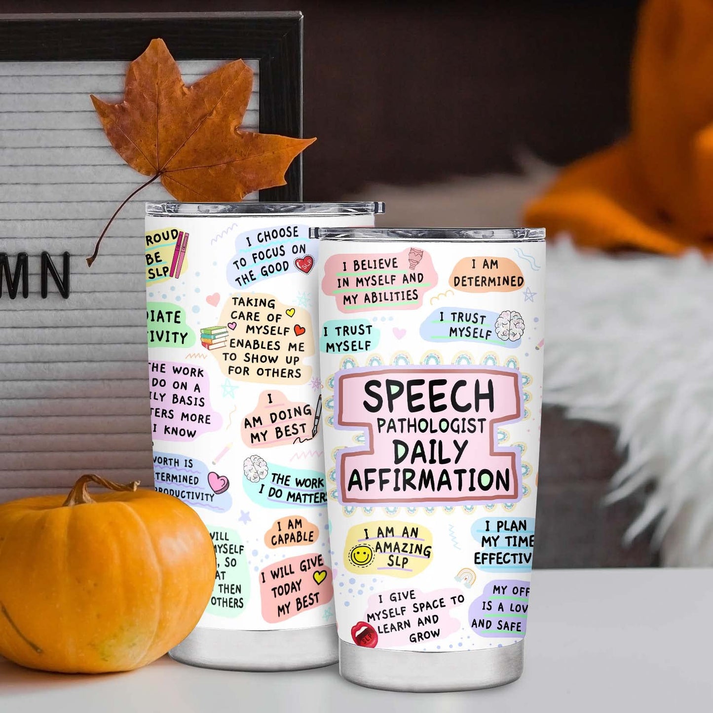 20oz Speech Pathologist Gifts Tumbler, Insulated Stainless Steel Travel Mug, SLP Gifts for Speech Language Pathologist