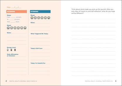 Mental Health Journal: Daily Check-In: 70 Days of Reflection Space to Track Your Moods, Intentions, and Well-Being