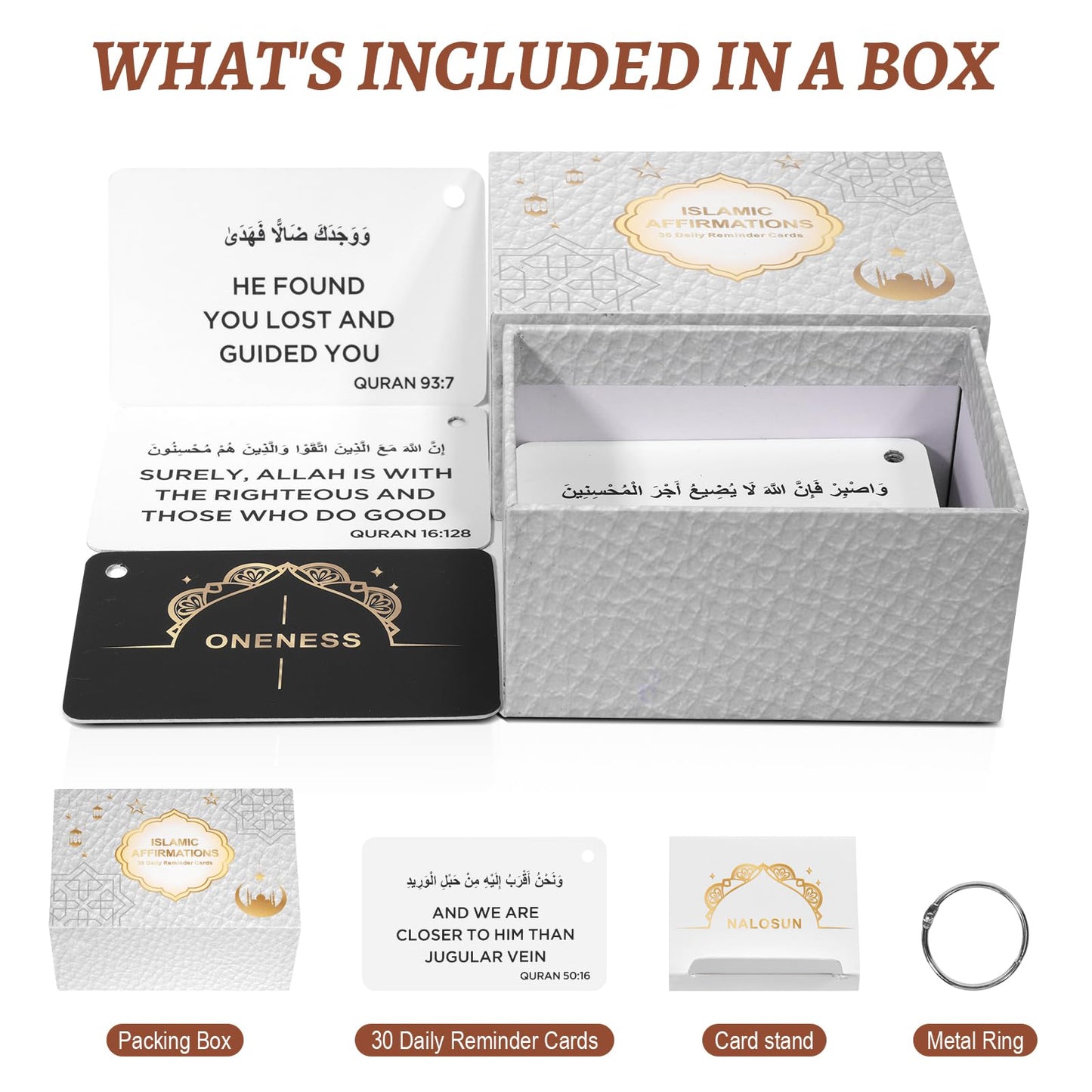 Ramadan Gifts, Islamic Decor 30 Daily Reminders Cards with Quranic Verses, Muslim Islamic Gifts for Men Women, Ramadan Decorations for Home, Eid Gift (quranic)