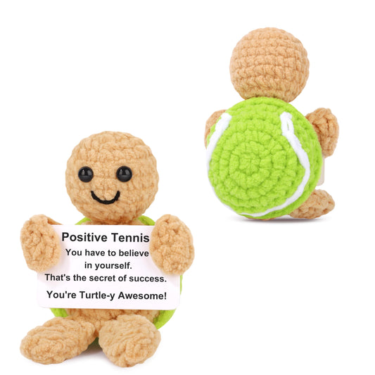 JoycuFF Graduation Gifts Mini Funny Crochet Tennis Gift-Positive Emotional Support Graduation Gifts for Players, Fans - Handmade Crochet Turtle Tennis Stuff