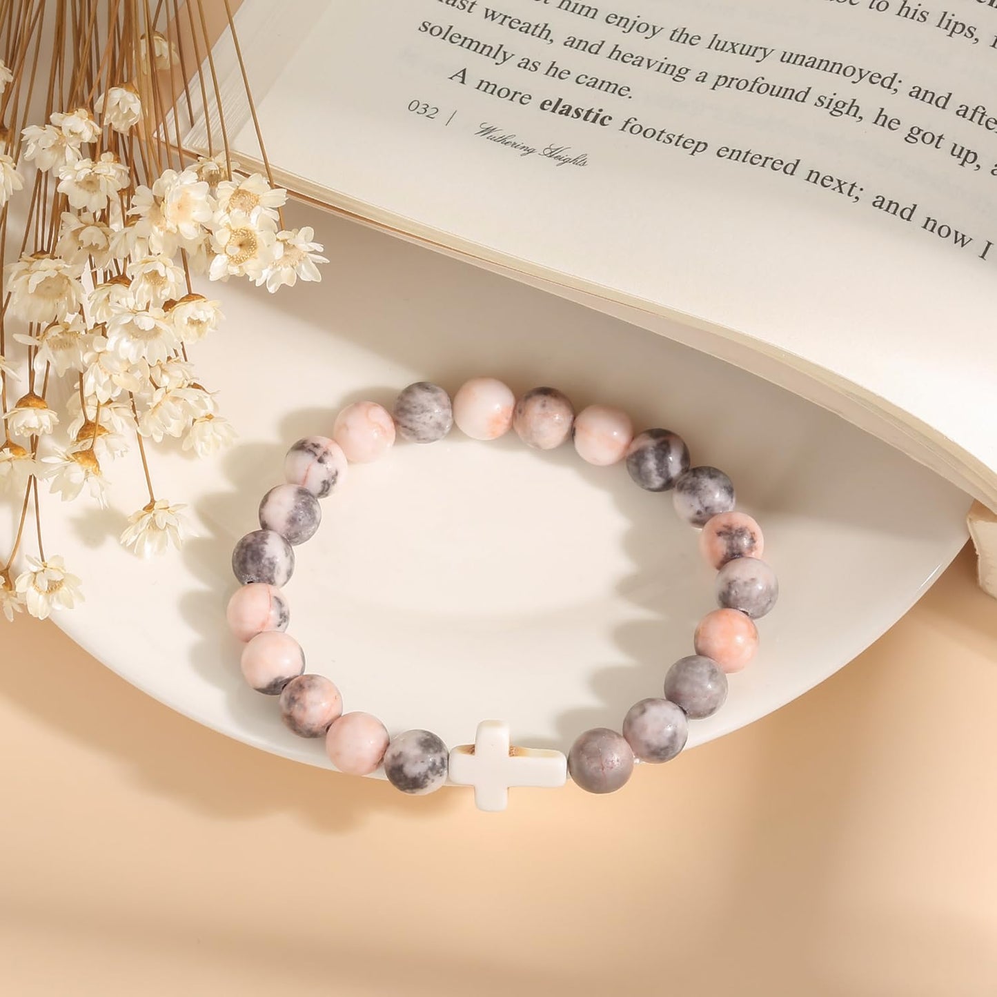 Christian Easter Gifts for Women, Easter Basket Stuffers Cross Bracelet, Inspirational Religious Birthday Bracelet for Her/Mom/Grandma/Daughter/Granddaughter/Friends/Sister/Godmother, Jesus Faith Jewelry