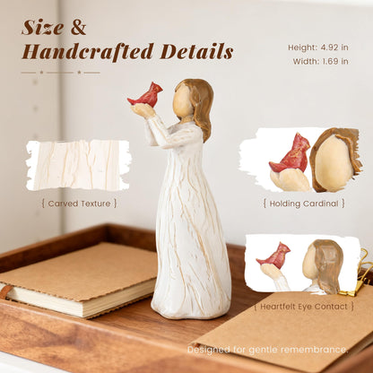 Cardinal Gifts for Women Angel Cardinal Figurine Decor Memorial Sympathy Gifts for Loss of Loved One Holding Hope