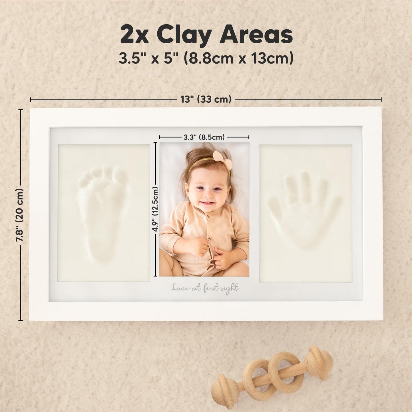 KeaBabies Baby Hand and Footprint Kit - Clay Handprint Keepsake Frame, Newborn Nursery Picture Frame, Personalized New Mom Gifts for Baby First Christmas Shower (Alpine White)