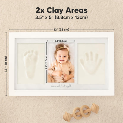KeaBabies Baby Hand and Footprint Kit - Clay Handprint Keepsake Frame, Newborn Nursery Picture Frame, Personalized New Mom Gifts for Baby First Christmas Shower (Alpine White)