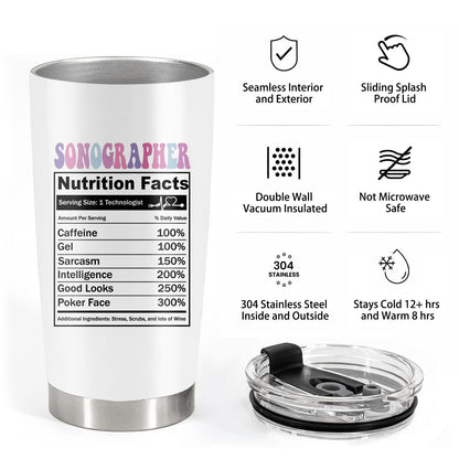 Sonographer Gifts, Ultrasound Tech Student Gifts, Sonographer Stainless Steel Insulated Tumbler with Lid and Straw 20Oz