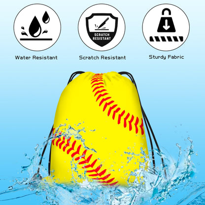 KERINGO 16 PCS Softball Gift Bag with Handles Drawstring String Soft Ball Goodie Sport Theme Party Favor Team Treat Bag for Birthday Team Snack