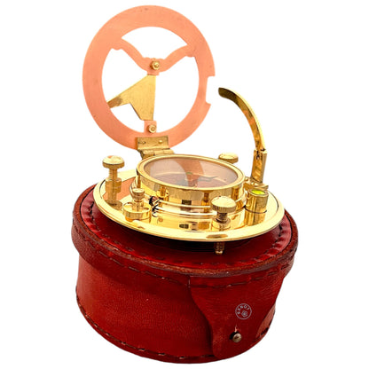 Antique Brass & Copper Sundial Compass, Sundial Clock in Box Gift Sun Clock Ship Replica Watch