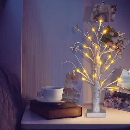 Retisee 2 Pieces Money Tree Gift Card Holder with 12 Clips & 24 LED Lighted Tips 2 FT White Birch Money Tree for Cash Memo Photo Picture Tabletop Display Christmas Birthday Party Wedding Gifts