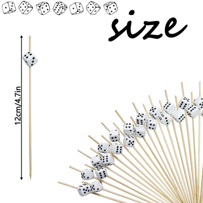 200Pcs Decorative Dice Cocktail Picks,4.7 Inch Casino Theme Party Toothpicks for Las Vegas Night Decorations Bunco Night Party Supplies