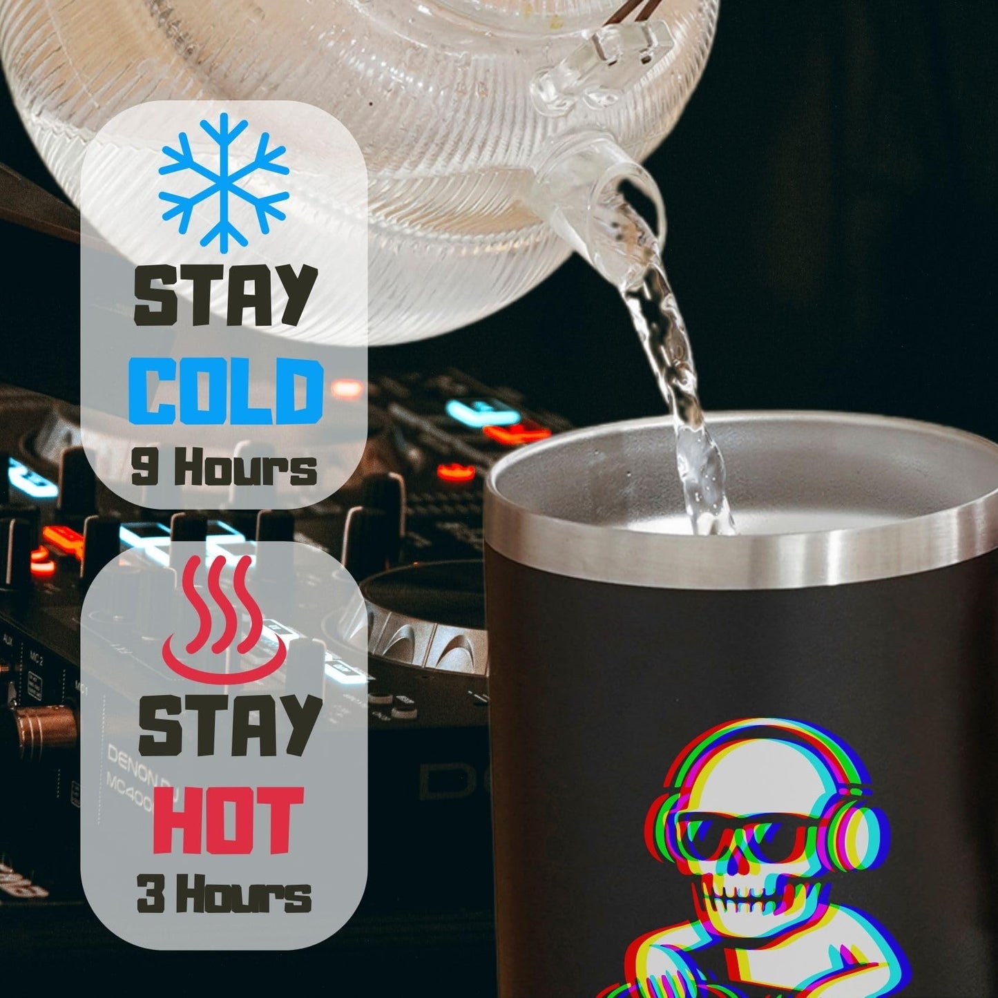 Onebttl DJ Gifts for Men, Women, Disc Jockey Gifts, Disco & Bar Lovers on Birthdays, Christmas, Party, House Warming - Skull