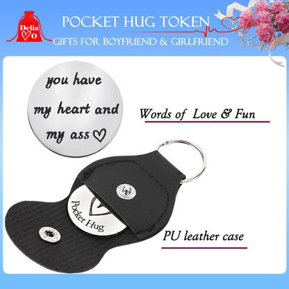 Pocket Hug Token Keychain for Women & Men - Inspirational Gifts for Him & Her Christmas Valentine's Day Graduation