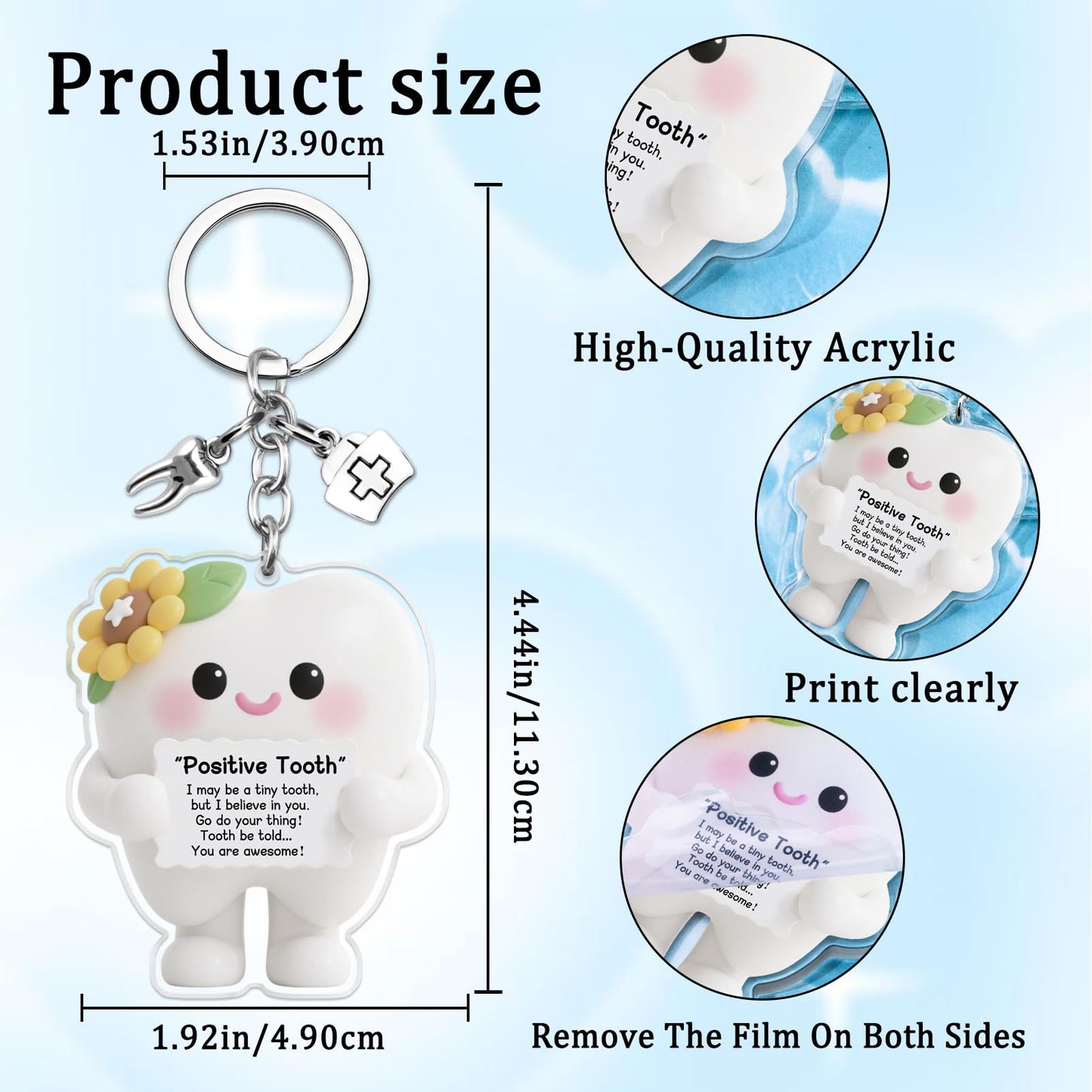 Positive Dental Assistant Accessories Dental Hygienist Gifts For Women Doctor Cute Tooth Keychain Dentist Gifts For Women Girl Friend Dental Hygienist Graduation Gift For Nurse Tooth Stuff
