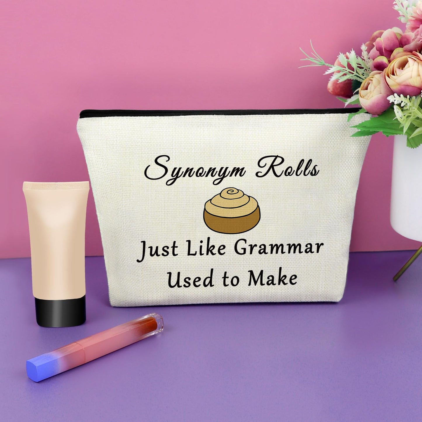 Sazuwu Grammar Teacher Appreciation Makeup Bag Funny Gifts for English Teachers Cosmetic Bag Graduation Birthday Gift Travel Pouch