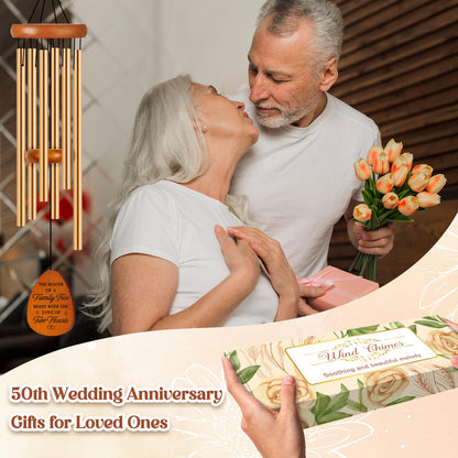 50th Anniverasry Wedding Gifts Wind Chimes, Anniversary Golden Gift for Couple, Wife, Husband, Romantic 50 Years Presents for Parents, Friends, Grandparents, Windchimes Decorations