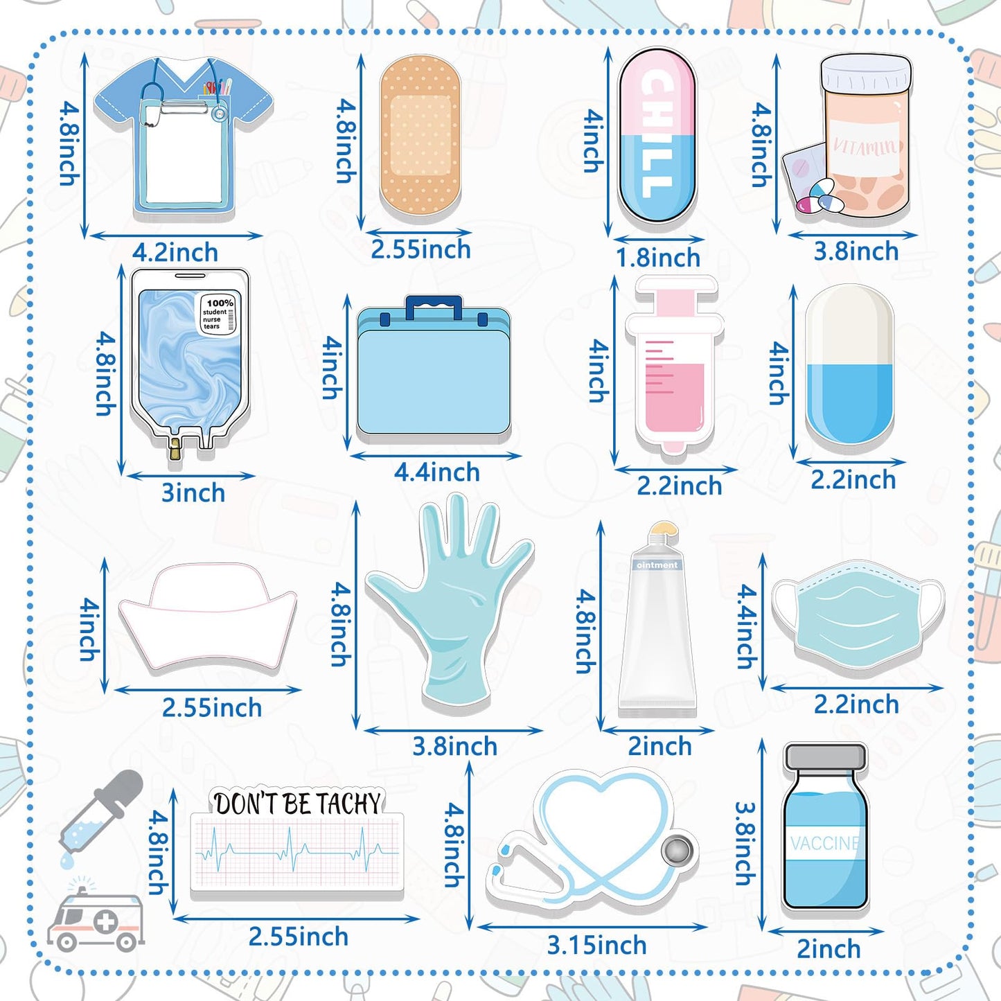 15 Pads Mini Funny Nurse Sticky Notes CNA Gifts Nursing Essentials Medical Themed Mini Notes Assorted Pads Self Stick Cute Memo for Gifts Hospital
