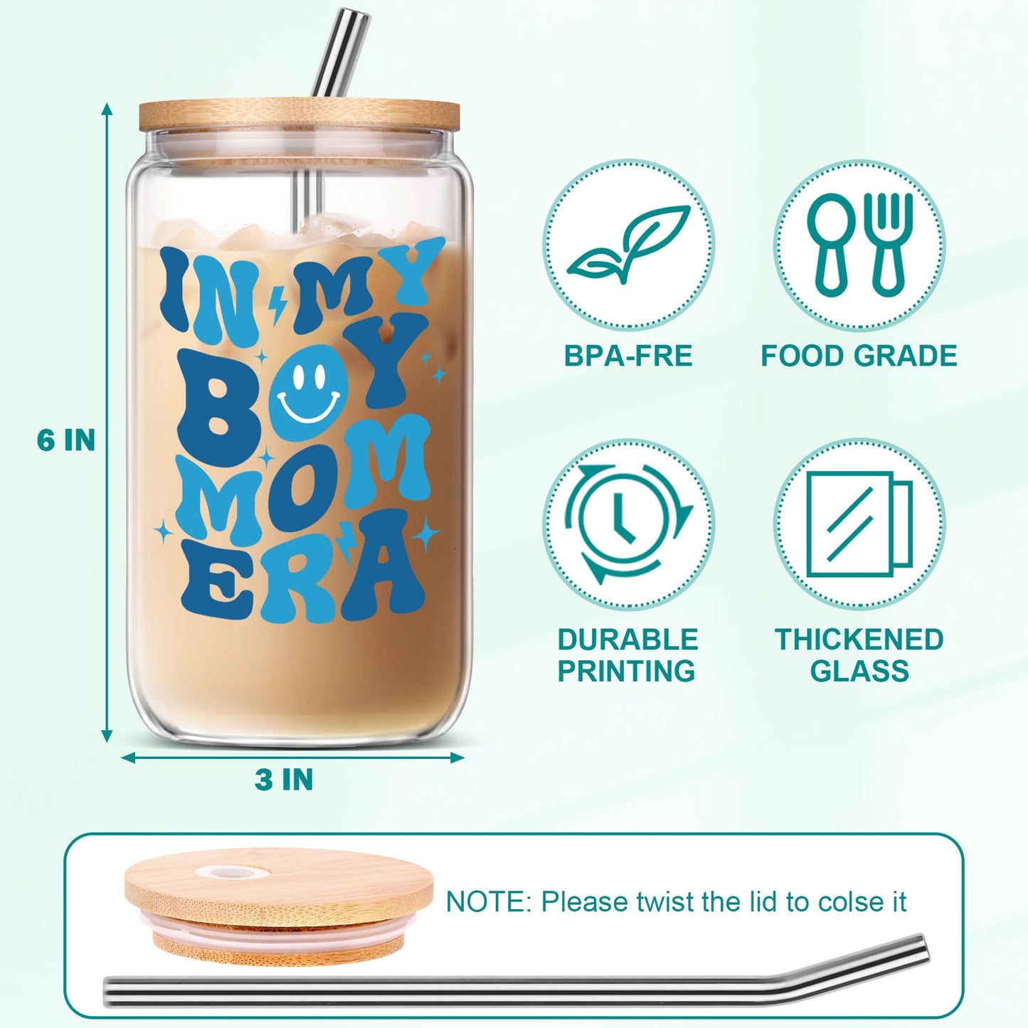 Boy Mama Gifts - Unique Birthday, Christmas & Mothers Day Gift for Mom from Son - 16 Oz Women's Cup Can Glass