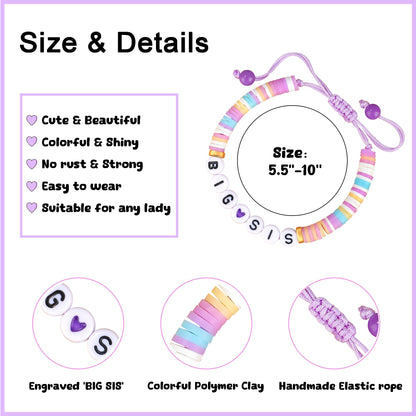 JoycuFF Big Sister and Brother Gifts for Toddler Daughter, Niece, Son, Grandson - Sis Bro Bracelets Matching Outfits for Birthday, Christmas, Announcement Jewelry