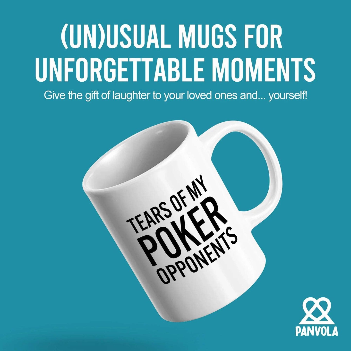 Panvola Tears of My Poker Opponents Funny Gift for Poker Lovers Players Coworker Friends Dad Mom Husband Wife Sister Brother Card Games Ceramic Coffee Mug (White, 11 oz)